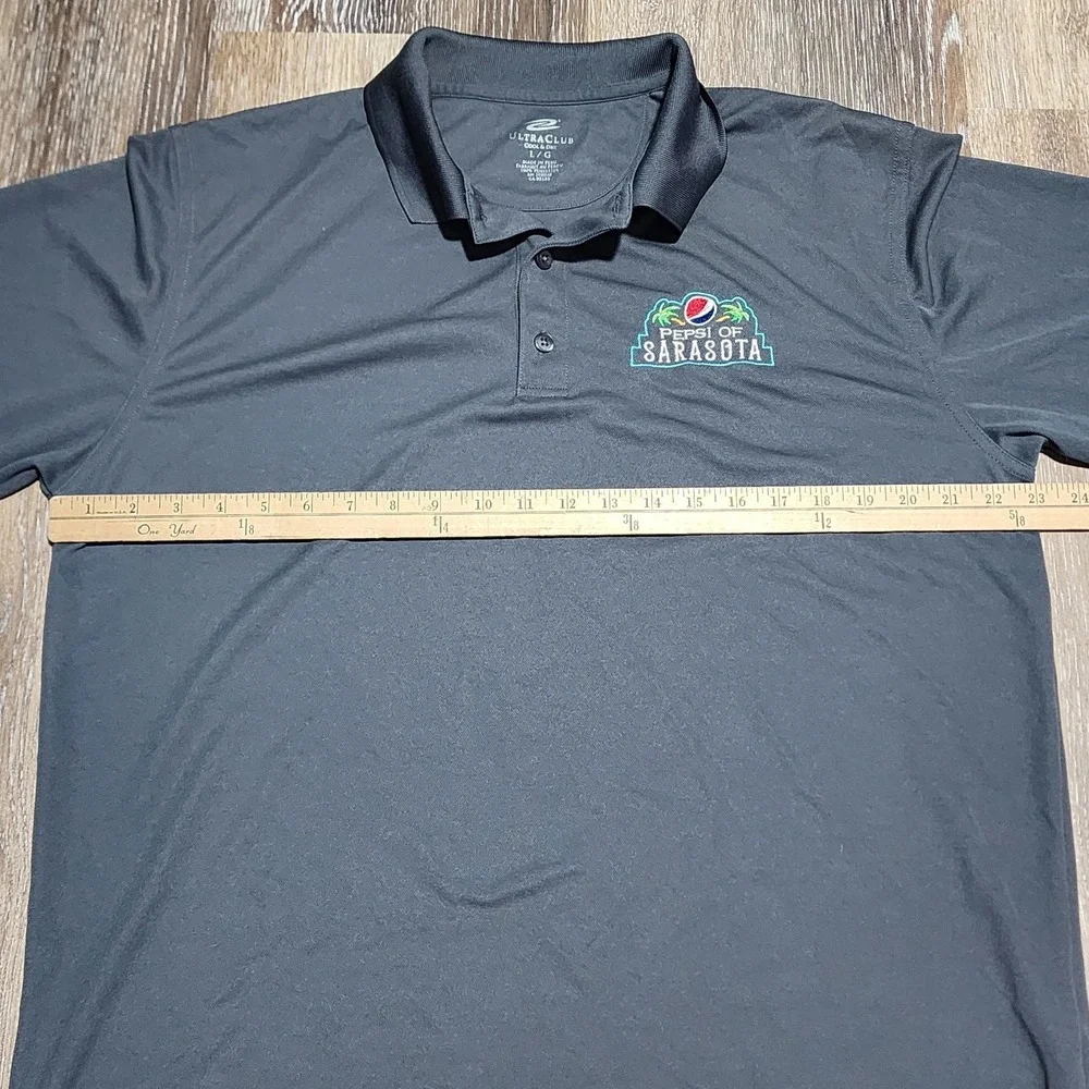 Pepsi Sarasota Florida Sport Polo Short Sleeve Gray Palm Tree Performance Mens L